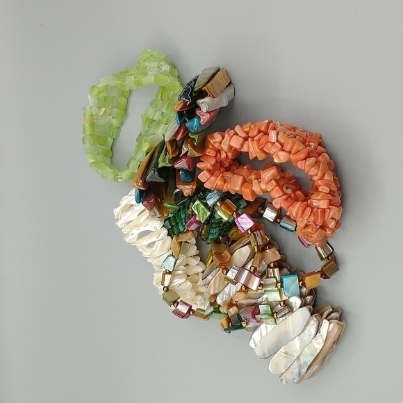 Colorful Bracelets - Peach Opal, Cat's Eye, Seashell - Picture 9 of 9